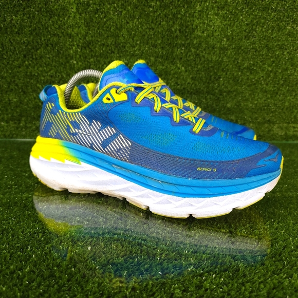 Hoka One One Shoes - Hoka One One Bondy 5  Blue and Yellow Athletic Shoes Womens Size 9.5